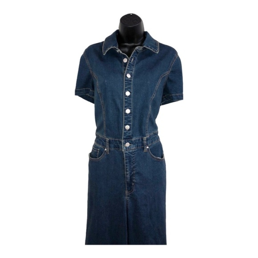 Jessica Simpson blue denim flare leg Cammie ventura denim Jumpsuit size 5 new - Picture 10 of 16